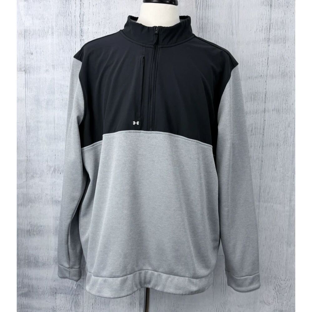 Under Armour Golf Storm Fleece Sweater Mens 3XL Gray Black 1/2 Zip Pullover